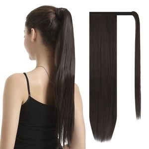 26 inch Ponytail Extension Long Straight Wrap Around Clip in Synthetic Hair